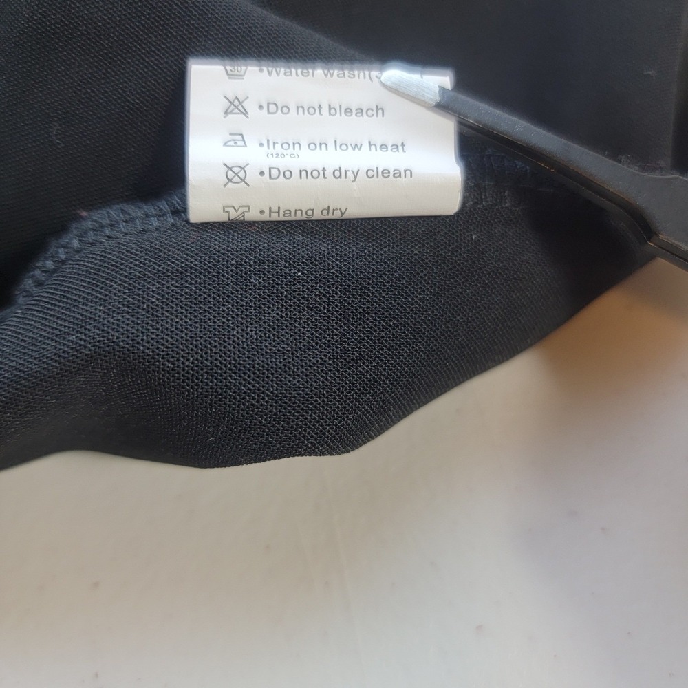 Vintage Moyabo Tie Neck Blouse Women Large Black Roll Tab Sleeve Chiffon Career - Picture 10 of 11